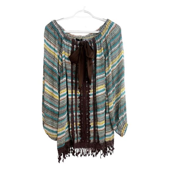 Ryu long sleeved balloon sleeved boho floral cotton floral  embroidered blouse - Picture 1 of 14